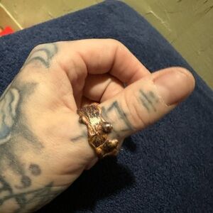 Handmade upcycled Ooak Unique brutalist Copper Ring approx 11